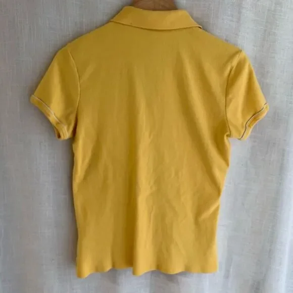 Tommy Hilfiger Womens Logo Polo Top Size L Yellow Tennis Prep Old Money Y2K Golf - Picture 5 of 15